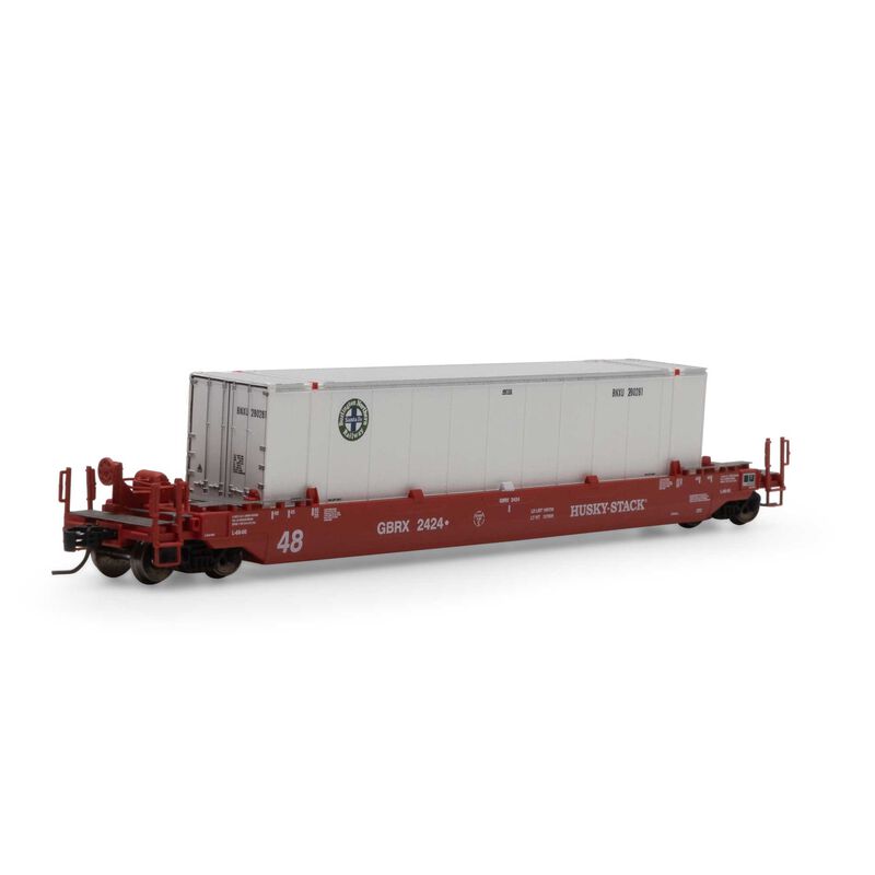 Athearn N 48' Husky Stack Well, GBRX/48' BNSF #2424-280281 - ATH3293