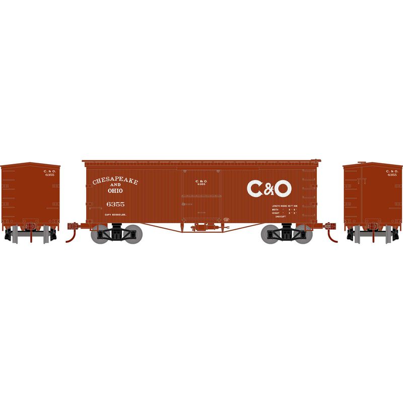 Athearn N 36' Old Time Wood Box, C&O #6355 - ATH5181