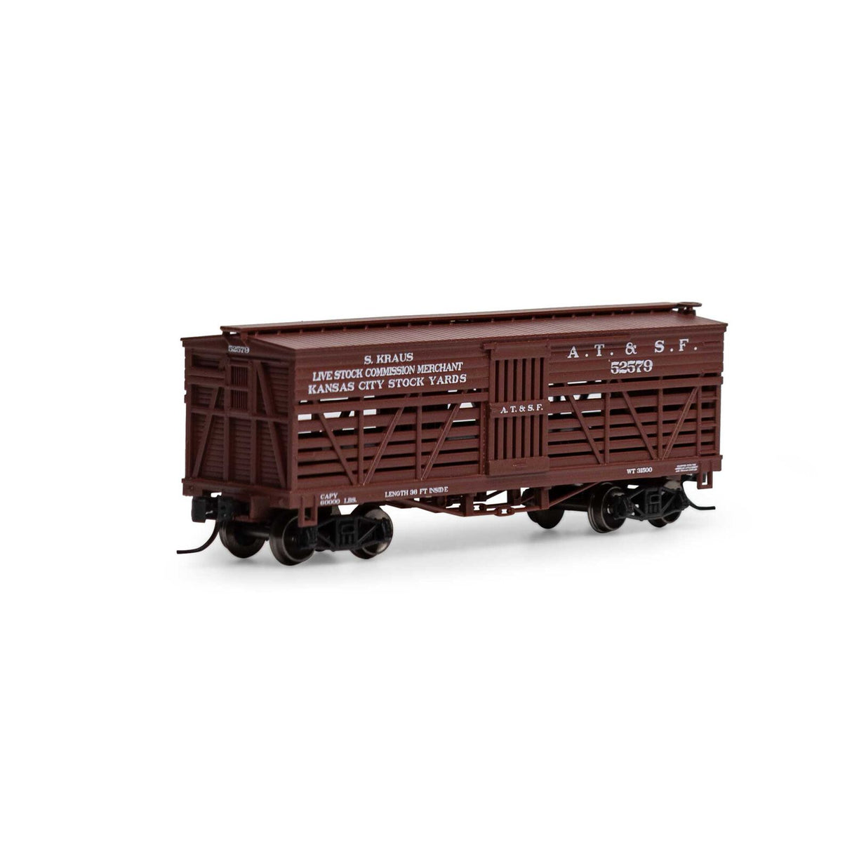 Athearn N 36' Old Time Stock Car, ATSF #52579 - ATH5256