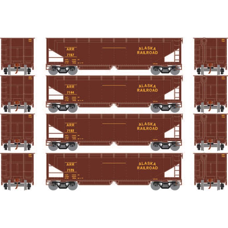 Athearn HO RTR 40' Offset Ballast Hopper w/Load,ARR #1 (4) - ATH7080