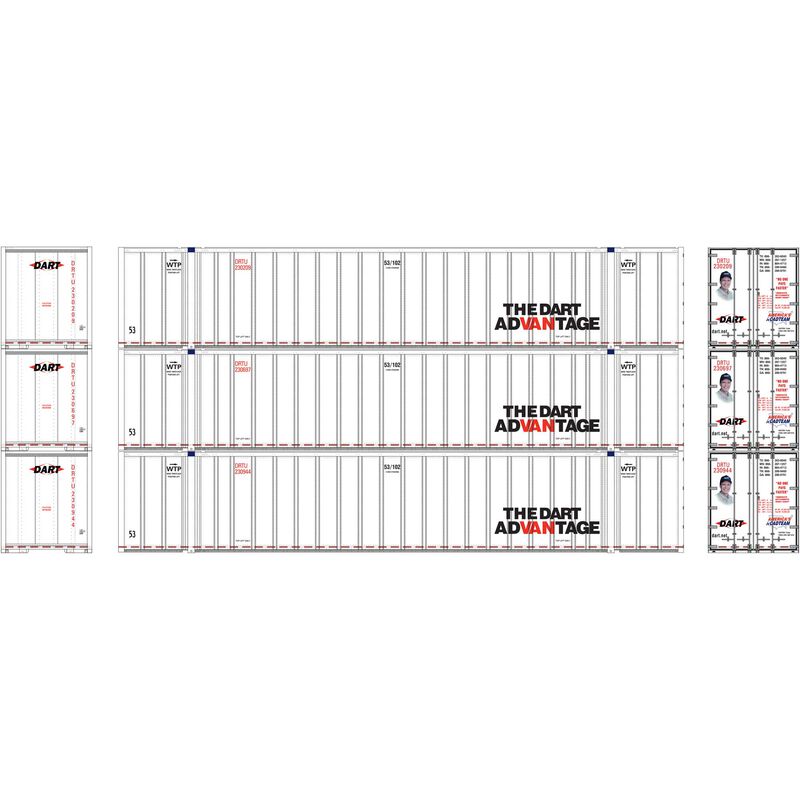 Athearn HO RTR 53' Stoughton Container, DART (3) - ATH72781