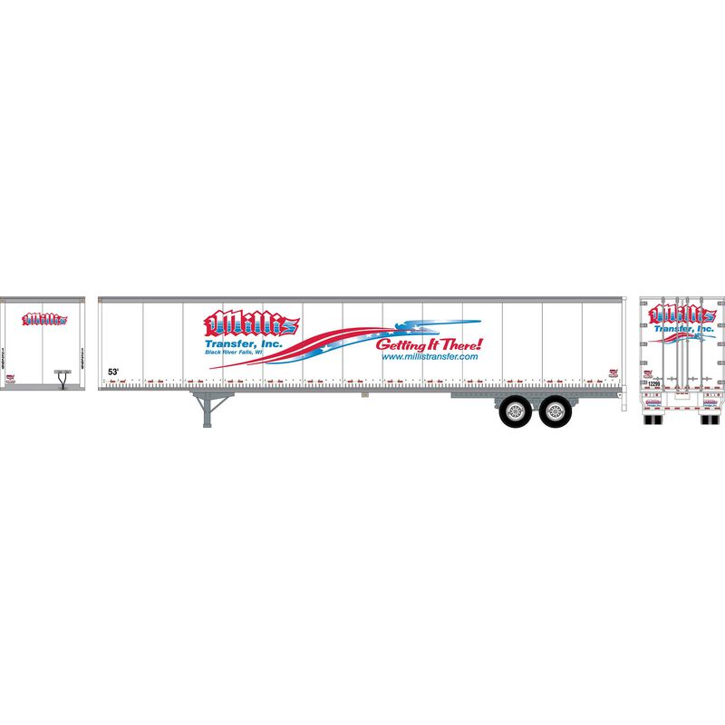 Athearn HO RTR 53' Wabash Plate Trailer,Millis Transfer #1 - ATH72810