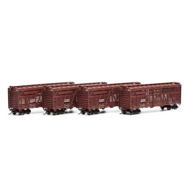 Athearn - HO 40' Stock Car, ATSF #1 (4) - ATH75991