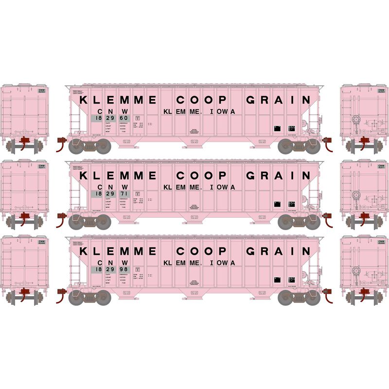 Athearn HO RTR FMC 4700 Covered Hopper, C&NW (3) - ATH81585