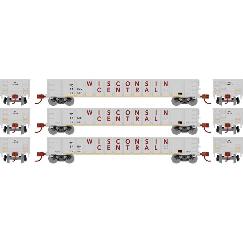 Athearn HO RTR 52' Mill Gondola, Wisconsin Central (3) - ATH8395