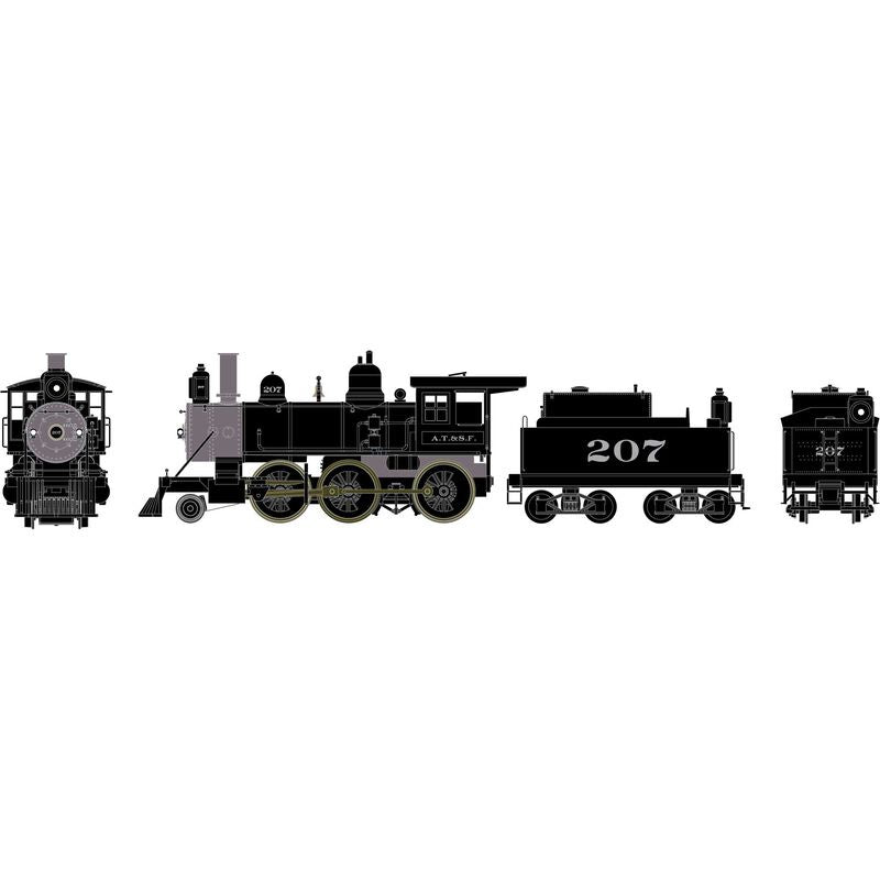 Athearn HO RTR Old Time 2-6-0 Mogul w/DCC & Sound, Santa Fe (ATSF)#207