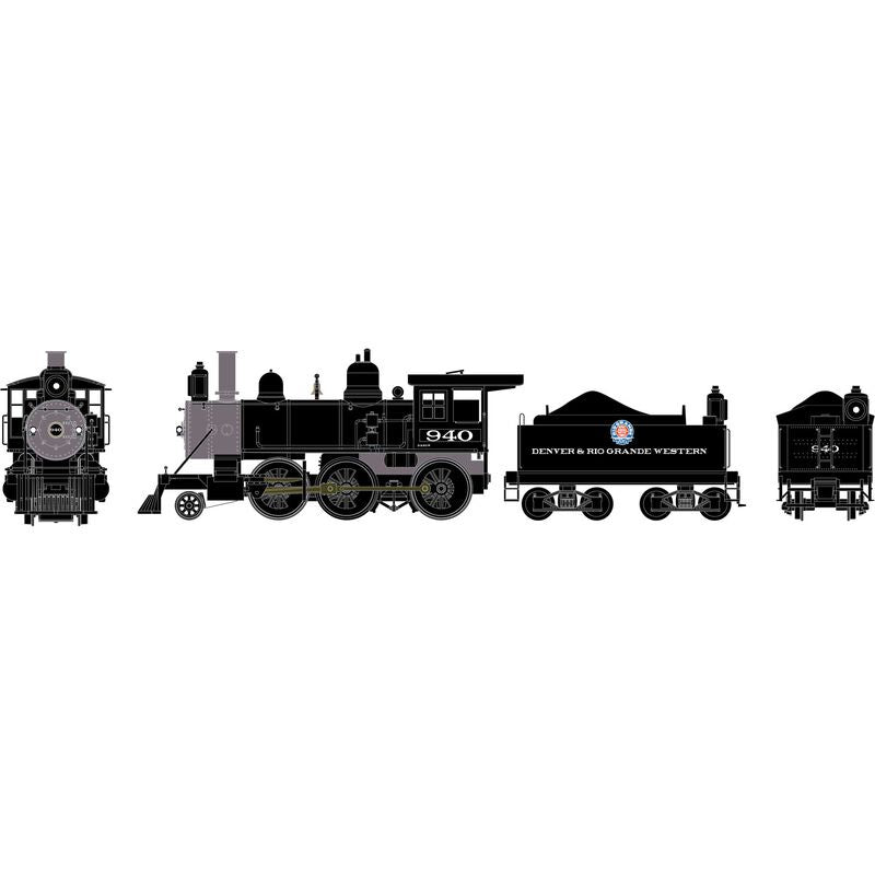 Athearn HO RTR Old Time 2-6-0 Mogul w/DCC &Sound,Denver & Rio Grande Western (D&RGW)#940