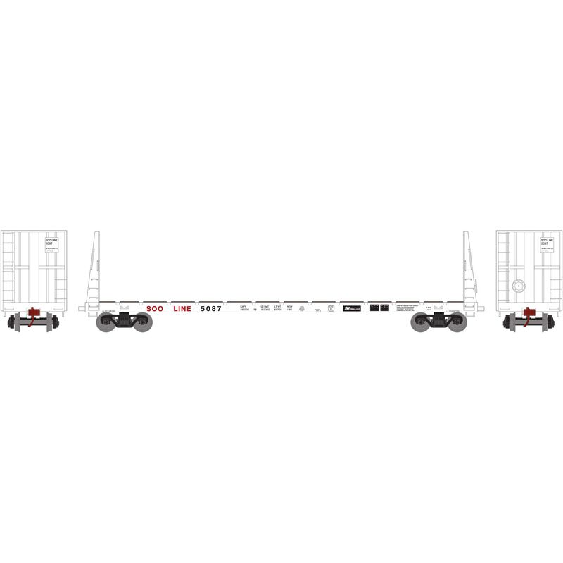 Athearn HO RTR 60' Bulkhead Flat, SOO #5087 - ATH90551