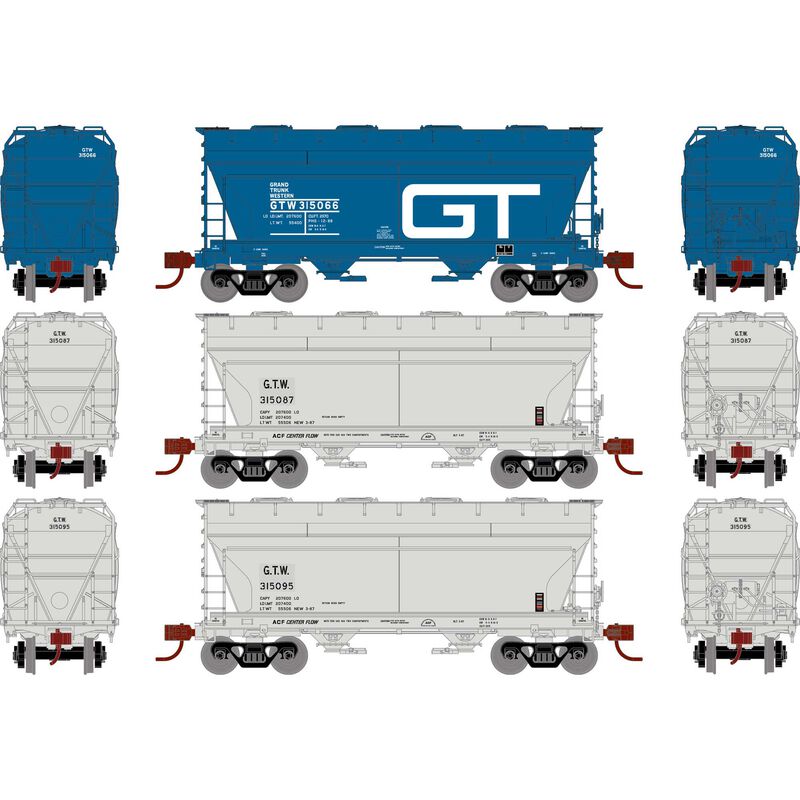 Athearn HO RTR ACF 2970 Cover Hopper, GT&W (3) - ATH93456