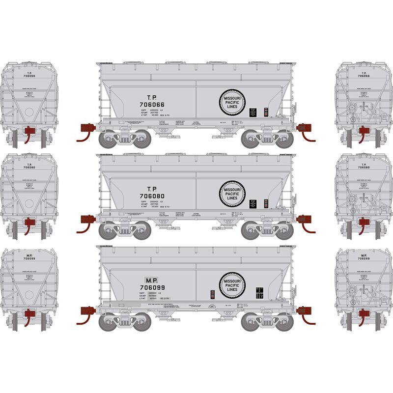 Athearn HO RTR ACF 2970 Covered Hopper, MP/TP (3) - ATH93459