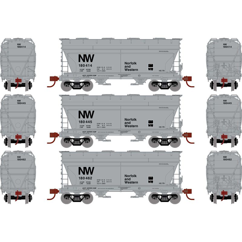 Athearn HO RTR ACF 2970 Covered Hopper, N&W (3) - ATH93462