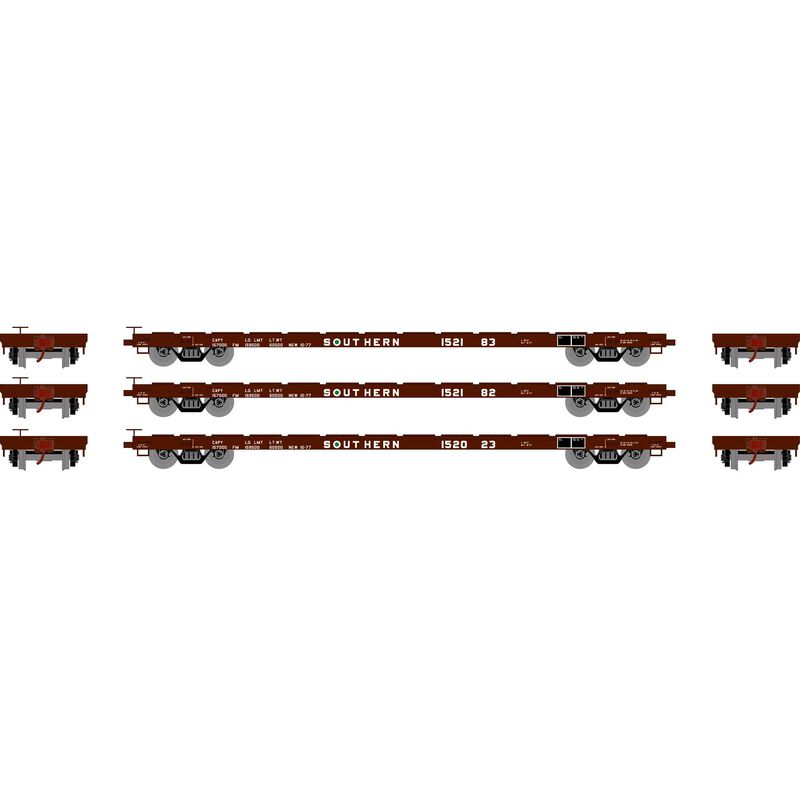 Athearn HO RTR 60' Flat Car, SOU (3) - ATH97086