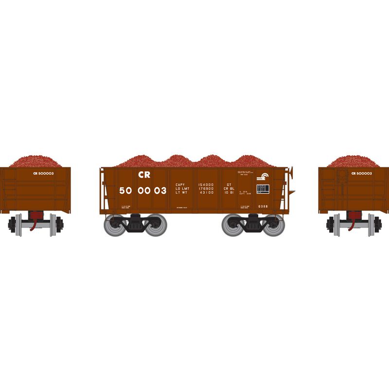 Athearn HO RTR 26' Ore Car Low Side w/Load, CR #500003 - ATH97951