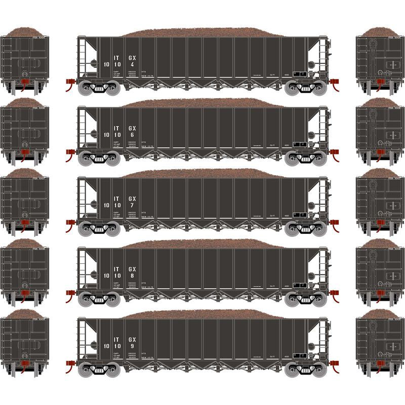 Athearn HO RTR 5-Bay Rapid Discharge Hopper , ITGX / Black (5)