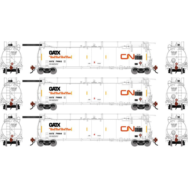 Athearn Genesis HO TankTrain Intermediate, CGTX #79002/79003/79004 (3)