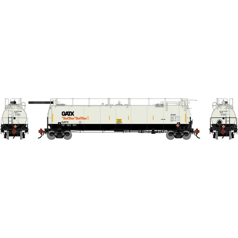 Athearn Genesis HO TankTrain Intermediate, GATX White/Black Unnumbered