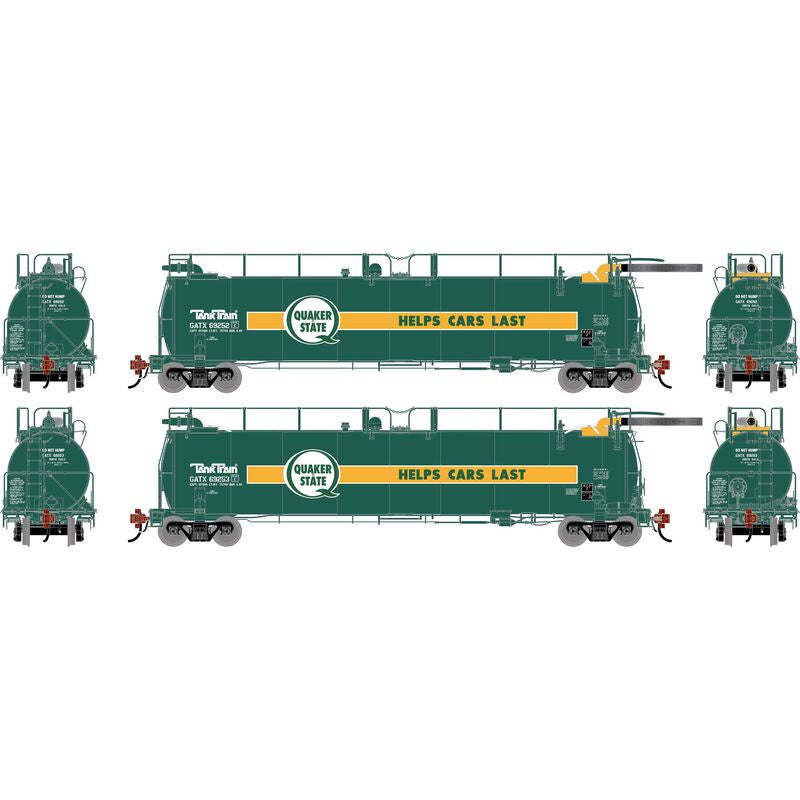 Athearn Genesis HO TankTrain Intermediate, GATX Quaker State #69252/69253 (2)