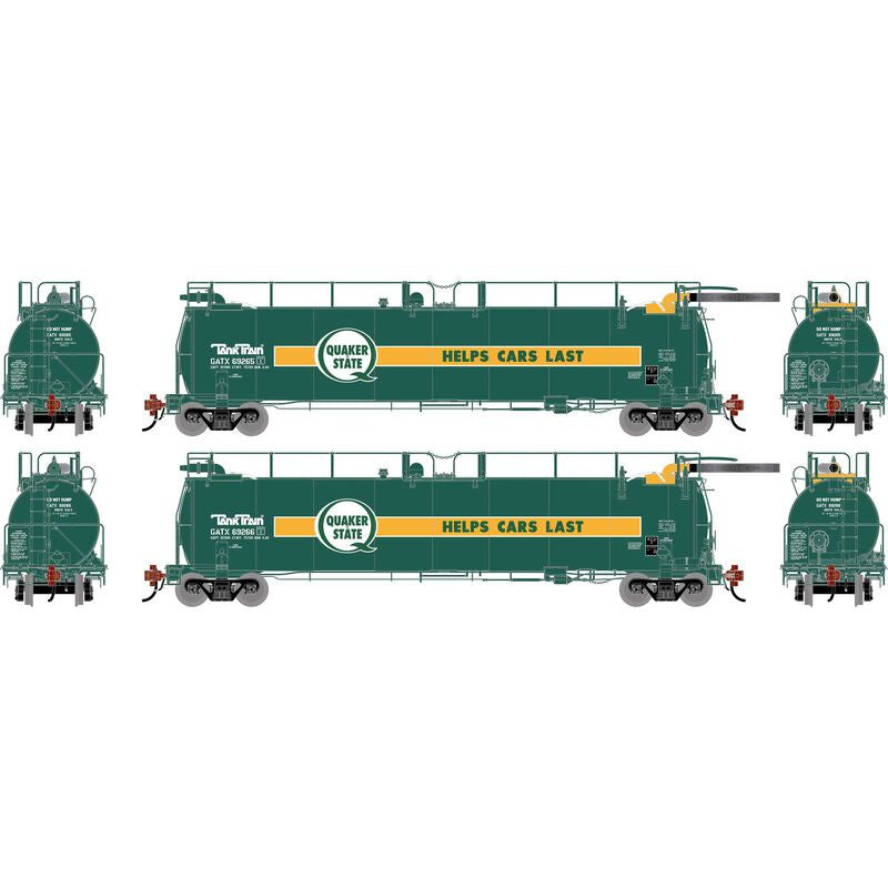Athearn Genesis HO TankTrain Intermediate, GATX Quaker State #69265/69266 (2)