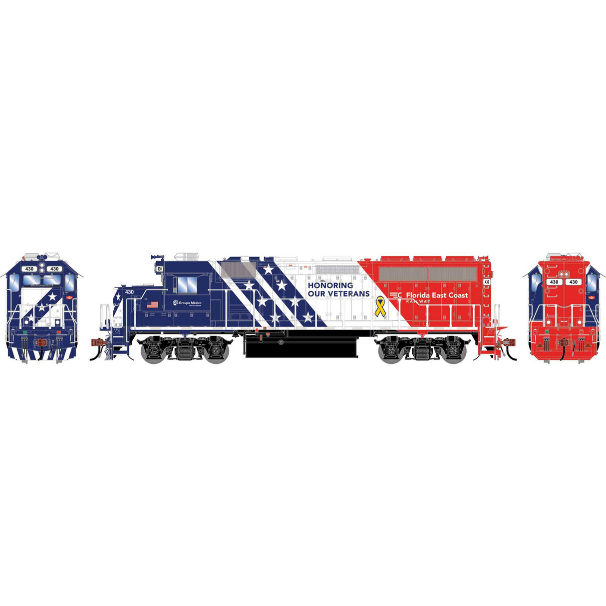 Athearn Genesis HO GP40-2 Locomotive, FEC 'Honoring Our Veterans' #430