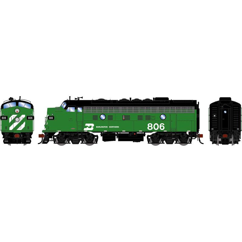 Athearn Genesis HO F9A Locomotive w/DCC & Sound, Burlington Northern (BN) 'Freight' #806