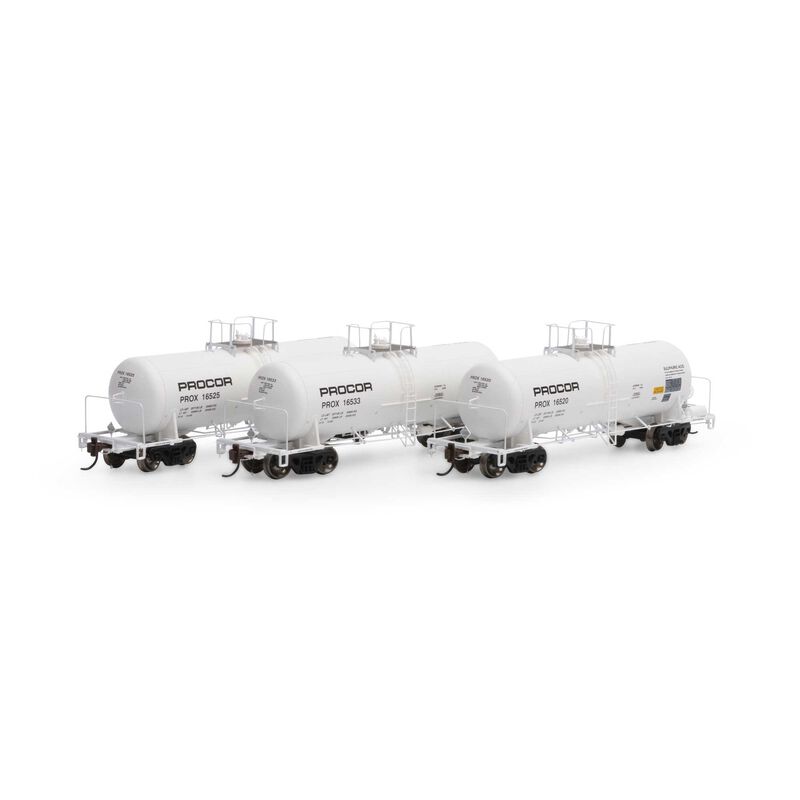 Athearn Genesis HO 13,600-Gallon Acid Tank, Procor (3) - ATHG25645