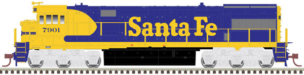 Atlas GE U28CG - LokSound and DCC - Master(R) Gold -- Santa Fe 7908 (Warbonnet, blue, yellow) - ATL10003706