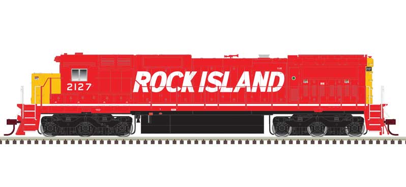 Atlas HO GE DASH 8-40C w/Front & Rear Ditch Lights - Standard DC -- Rock Island Rail #2127 (red, yellow)