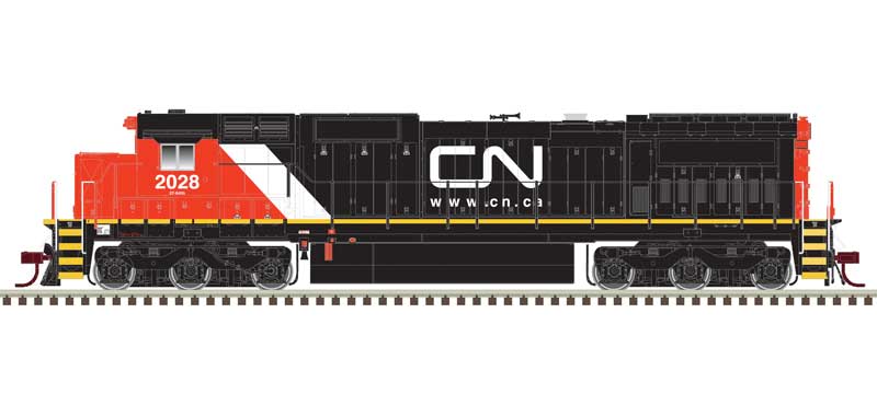 Atlas HO GE DASH 8-40C w/Front & Rear Ditch Lights - Standard DC -- Canadian National #2017 (red, black)