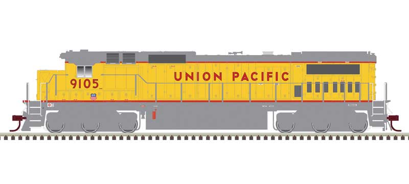Atlas HO GE DASH 8-40C w/Front Ditch Lights - ESU LokSound and DCC -- Union Pacific #9144 (yellow, gray, red Frame Stripe)