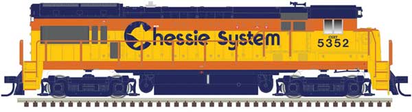 Atlas HO GE U30B Low Nose Phase II - Standard DC - Master(R) Silver -- CSX #5356 (Ex-Chessie, yellow, blue, vermillion)