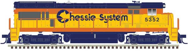 Atlas HO GE U30B Low Nose Phase II No Nose Headlight - LokSound & DCC - Master(R) Gold -- CSX #5352 (Ex-Chessie, yellow, blue, vermillion)