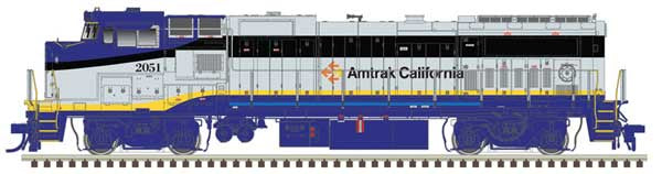 Atlas HO GE Dash 8-32BWH - LokSound and DCC - Master(R) Gold -- Amtrak California #2052 (blue, silver, yellow)