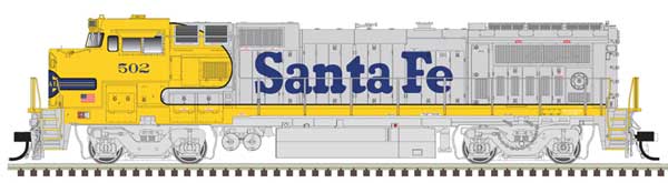 Atlas HO GE Dash 8-40BW - Standard DC - Master(R) Silver -- Santa Fe #502 (Fantasy Yellowbonnet, silver, yellow, blue)