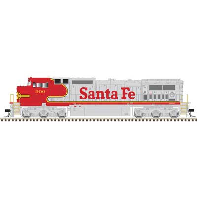 Atlas HO GE Dash 8-40CW - Standard DC - Master(R) Silver -- Santa Fe #915 (Warbonnet, red, silver)