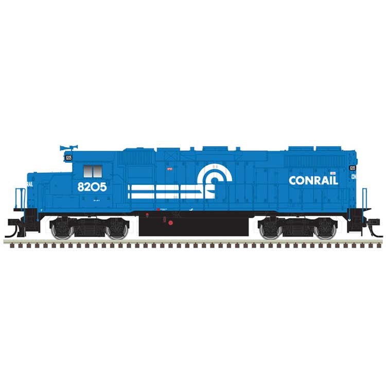 Atlas HO EMD GP38-2 - Standard DC - Silver -- Conrail (CR) #8237 (blue, white)