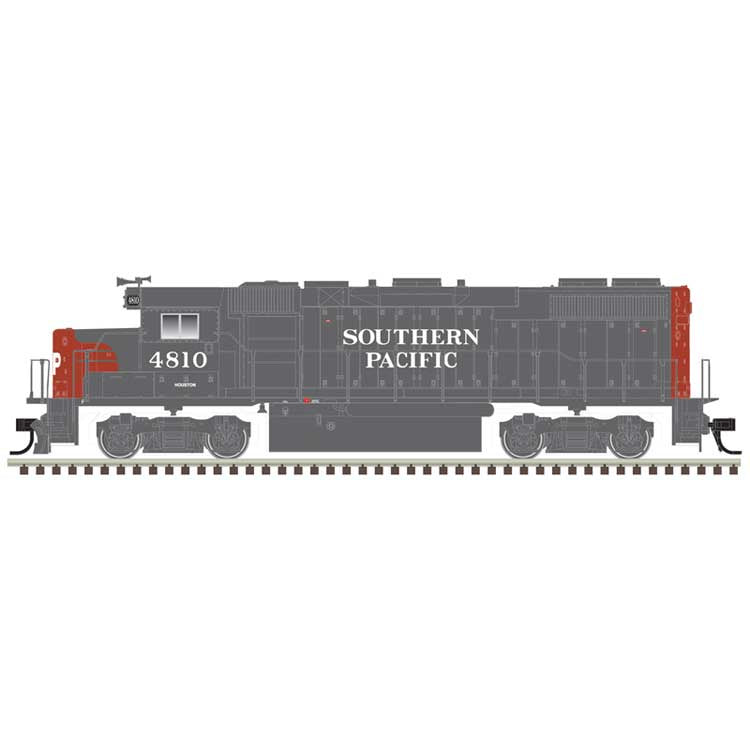 Atlas HO EMD GP38-2 - Standard DC - Silver -- Southern Pacific (SP) #4810 (gray, red)