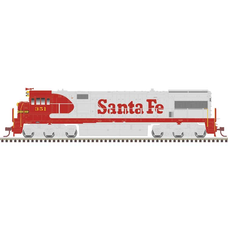 Atlas GE U28CG - Standard DC - Master(R) Silver -- Santa Fe #351 (Passenger Warbonnet, silver, red, silver underframe)
