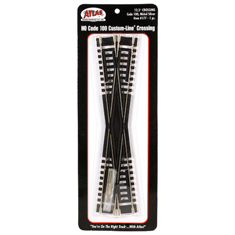 Atlas Custom-Line(R) Crossing -- 12-1/2 Degrees - 9" 22.9cm, Black Ties - ATL177