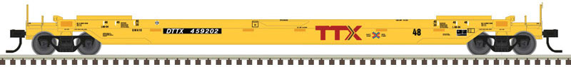 Atlas HO Gunderson 48' All-Purpose Well Car - Ready to Run -- TTX 456202 (yellow, black, red, Next Load Any Road Slogan) - ATL20005994