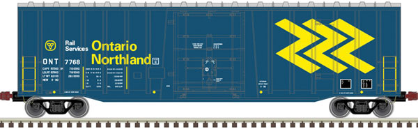 Atlas HO NSC 5111 50' Plug-Door Boxcar - Ready to Run -- Ontario Northland 7701 (blue, yellow) - ATL20006087