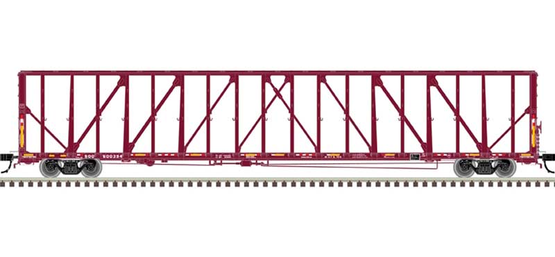 Atlas 73' Center-Partition (Centerbeam) Flatcar - Ready to Run - Master(R) -- Canadian Pacific SOO 600394 (Boxcar Red, white, Red) - ATL20006491