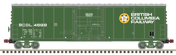 Atlas HO NSC 50' Newsprint Plug-Door Boxcar - Ready to Run -- British Columbia Railway BCOL 4698 (green, white, Dogwood Logo)