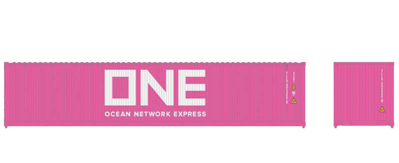 Atlas HO 40' Standard-Height Container 3-Pack - Assembled -- Ocean Network Express TLLU Set 1 (pink) - ATL20006545
