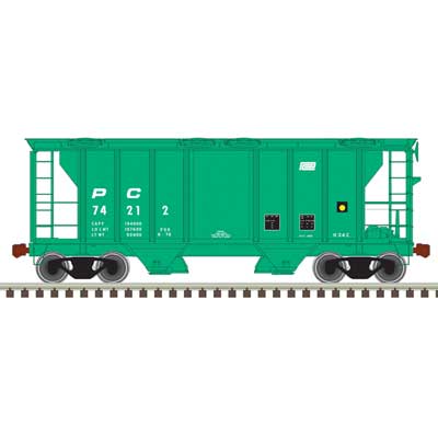 PS-2 2-Bay Covered Hopper - Ready to Run -- Penn Central 74216 (green, white)