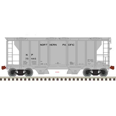 PS-2 2-Bay Covered Hopper - Ready to Run -- Northern Pacific 75400 (gray, black)