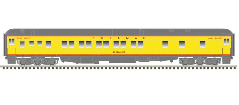 Atlas HO Pullman Heavyweight Plan 3973 10-1-1 Sleeper - Ready to Run -- Atlas HO Pullman-Union Pacific Inland Empire (Armour Yellow, gray, red)
