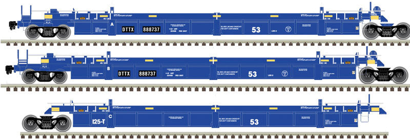 Atlas HO Thrall 53' 3-Unit Articulated Well Car - Ready to Run - Master(R) -- TTX 888873 (Ex-BRAN, blue, white)