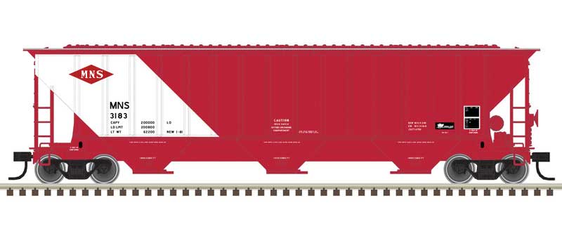 Atlas HO Thrall 4750 Covered Hopper - Ready to Run -- Minneapolis, Northfield and Southern 3303 (red, white)