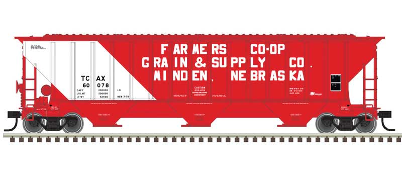 Atlas HO Thrall 4750 Covered Hopper - Ready to Run -- Transportation Corporation of America 60073 (red, white)