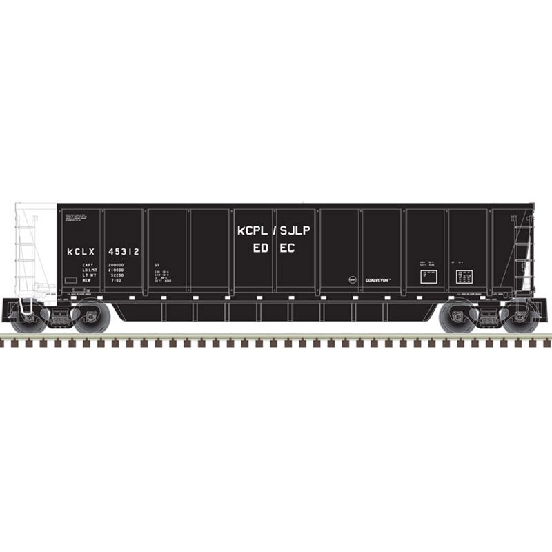 Atlas Coalveyor Bathtub Gondola - Ready to Run - Master(R) -- Kansas City Power & Light - SJLP KCLX 45349 (black, white) - ATL20006700